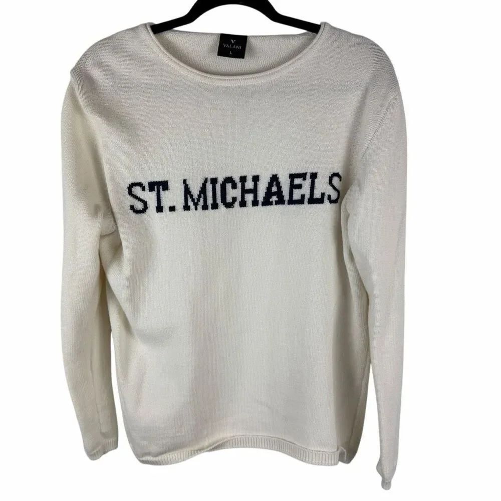 St. Michaels, Maryland Cream and Navy Sweater- Size L